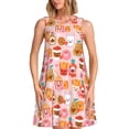 thumbnail image 1 of Easygdp Funny Food para Vestido Transpirable de Mujer, Vestido Suelto de Manga Corta con Pliegues y Bolsillos para el Verano, 1 of 7