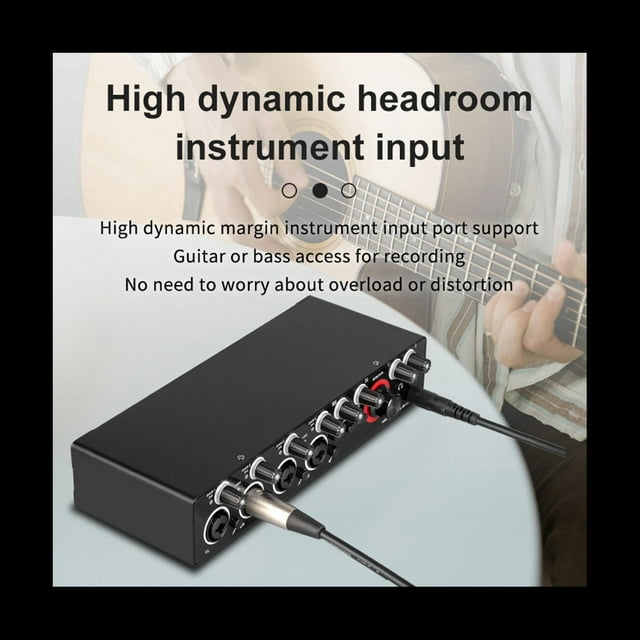 Tarjeta de Sonido con Interfaz de Audio de 4 Canales para GrabacióN Profesional PortáTil con Monitor Loopback para Equipos de Audio