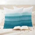 thumbnail image 3 of Turquoise White Ombre Outdoor Waterproof Pillow Covers, Modern Country Abstract Stripes Decorative Square Throw Pillowcase Sofa Cushion Sham for Patio/Couch/Chair, 26"x26" 2 Pack, 3 of 8