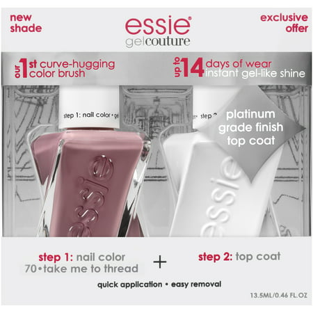 essie gel couture nail polish + top coat kit, take me to thread + top coat, 2