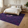 thumbnail image 3 of ODIKA 6'x9' Purple Tone Ornate Boho Statement Decorative Symmetry Plum Magenta Washable Area Rug None Non-Slip, Chair-Friendly, for Dining Room, Under Table, Office Décor, 3 of 7