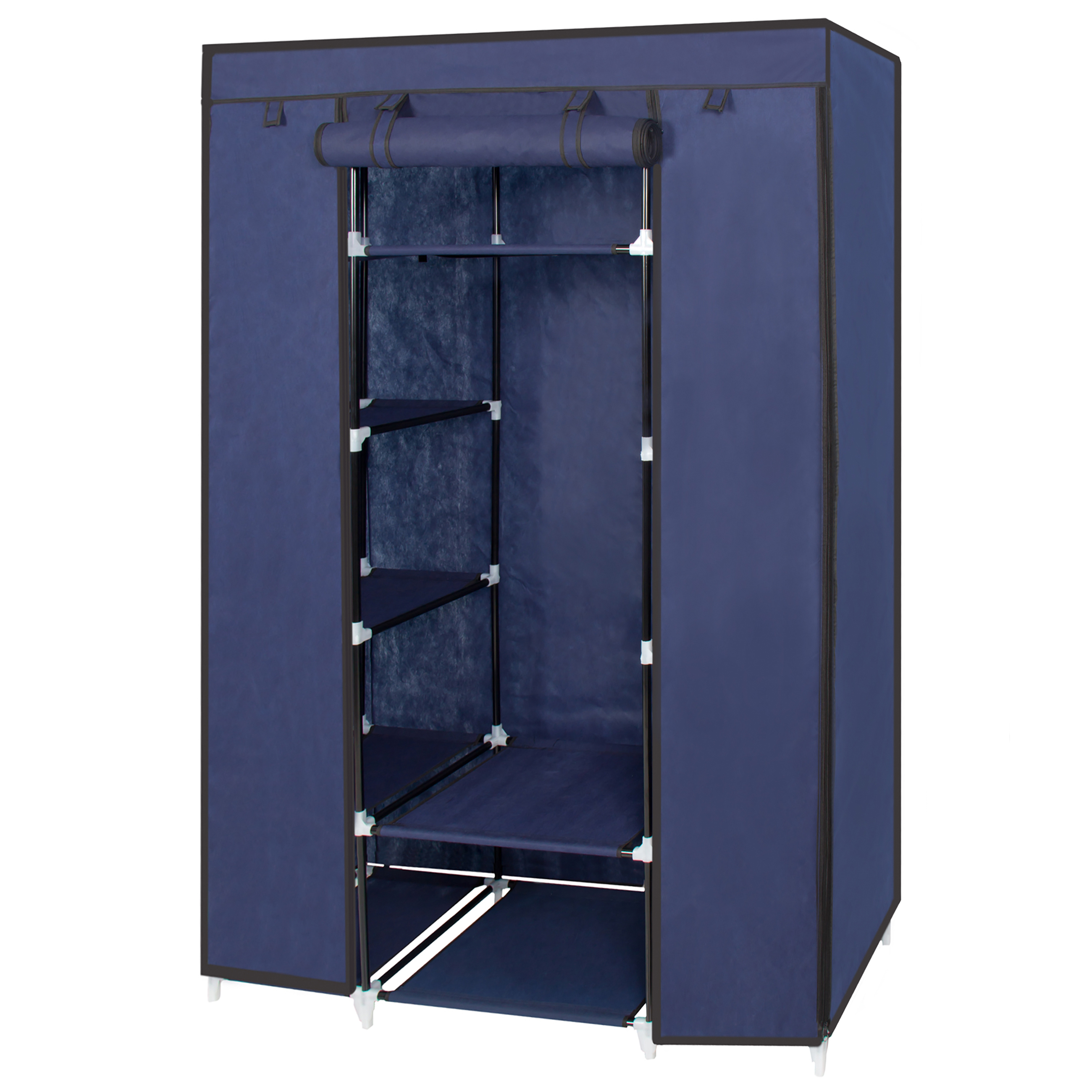 Best Choice Products 13-Shelf Portable Fabric Closet Wardrobe Storage Organizer w/ Cover and Hanging Rod - Blue - image 2 of 5