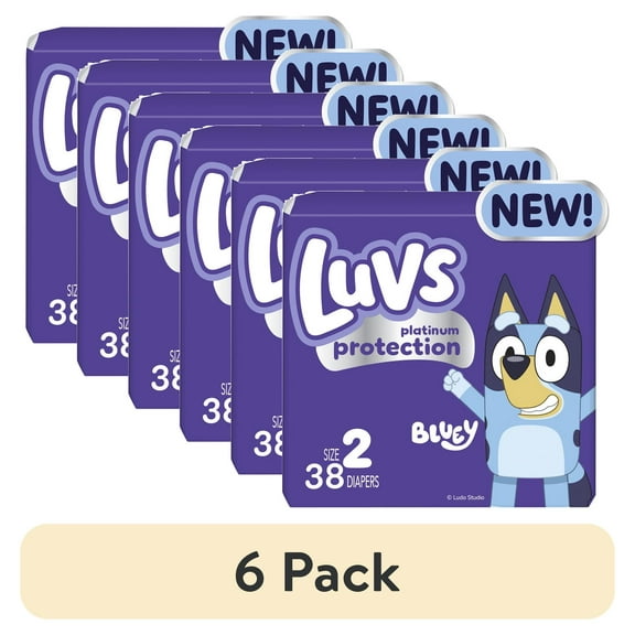 (6 pack) Luvs Platinum Protection Baby Diapers, Size 2 (12-18 lbs), 38 Count