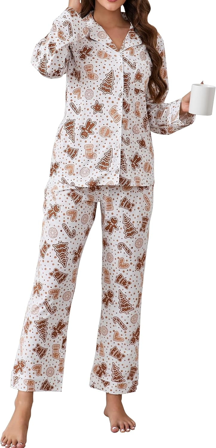 LUBOT Women's Cotton Pajama Set - Button-Down Short Sleeve Top & Shorts | Soft Sleepwear & Loungewear S-XXL - View #6