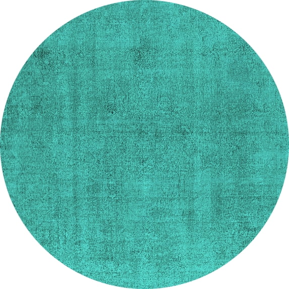 Ahgly Company Indoor Round Oriental Turquoise Blue Industrial Area Rugs, 8' Round
