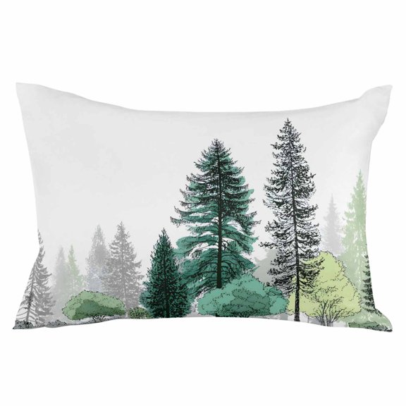 Green Pine Tree Throw Pillow Cover 20 x 36 Inch Decorative Pillow Cover Farmhouse Nature Forest Landscape Lumbar Pillowcase Seasonal Rectangle Cushion Case for Couch Sofa Bed Living Room