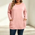 thumbnail image 2 of Plus Size Tops Nelozsy Fashion Women's Casual Solid Color Loose Long Sleeve Round-neck Oversize Shirt Pink XXXXXL, 2 of 9