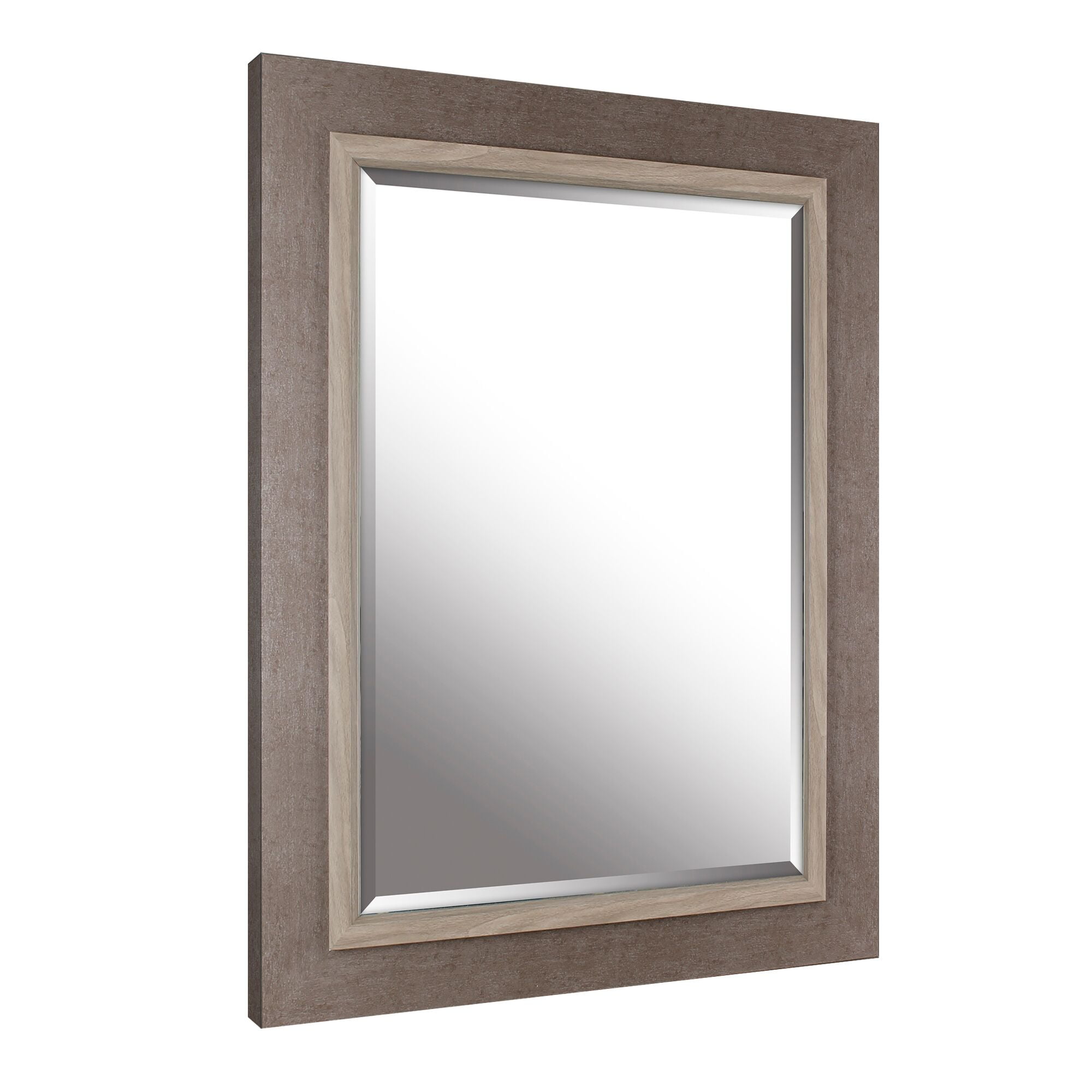Grey Wash Framed With Liner Bevelled Mirror 27.25x35.25 (Inner Mirror
