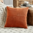 thumbnail image 4 of Fancy Homi Set of 2 Burnt Orange Decorative Throw Pillow Covers 18x18 Inch for Living Room Couch Bed, Boho Farmhouse Fall Home Decor, Soft Textured Corduroy Corss Patchwork Cushion Case 45x45 cm, 4 of 9