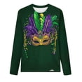thumbnail image 2 of Craaazy Women's Fashion Crew Neck Long-Sleeve Mardi Gras Print Casual Pullover Tops Gifts, 2 of 4