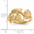 thumbnail image 5 of Finest Gold 14K Yellow Gold Polished & Satin Diamond-Cut Dolphin Starfish Shell Sand Dollar Ring - Size 7, 5 of 6