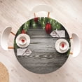 thumbnail image 3 of Ambesonne Christmas Fitted Round Tablecloth, Red Balls Fir Branch, 45"- 56" Diameter, Brown and Red, 3 of 4