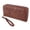 Brown, variant on Premium Faux Leather Zip Around Organizer Wristlet Wallet (Women)