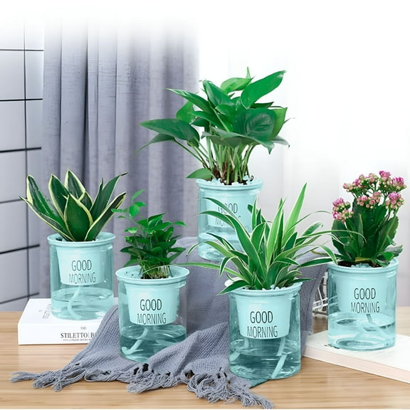 ACDANC 2026 New 4 Inch Clear Planter Pots Large African Violet Plastic Pots Absorbent Pots for Indoor Plants Herbs African Violet Plant Orchid Planter Clear