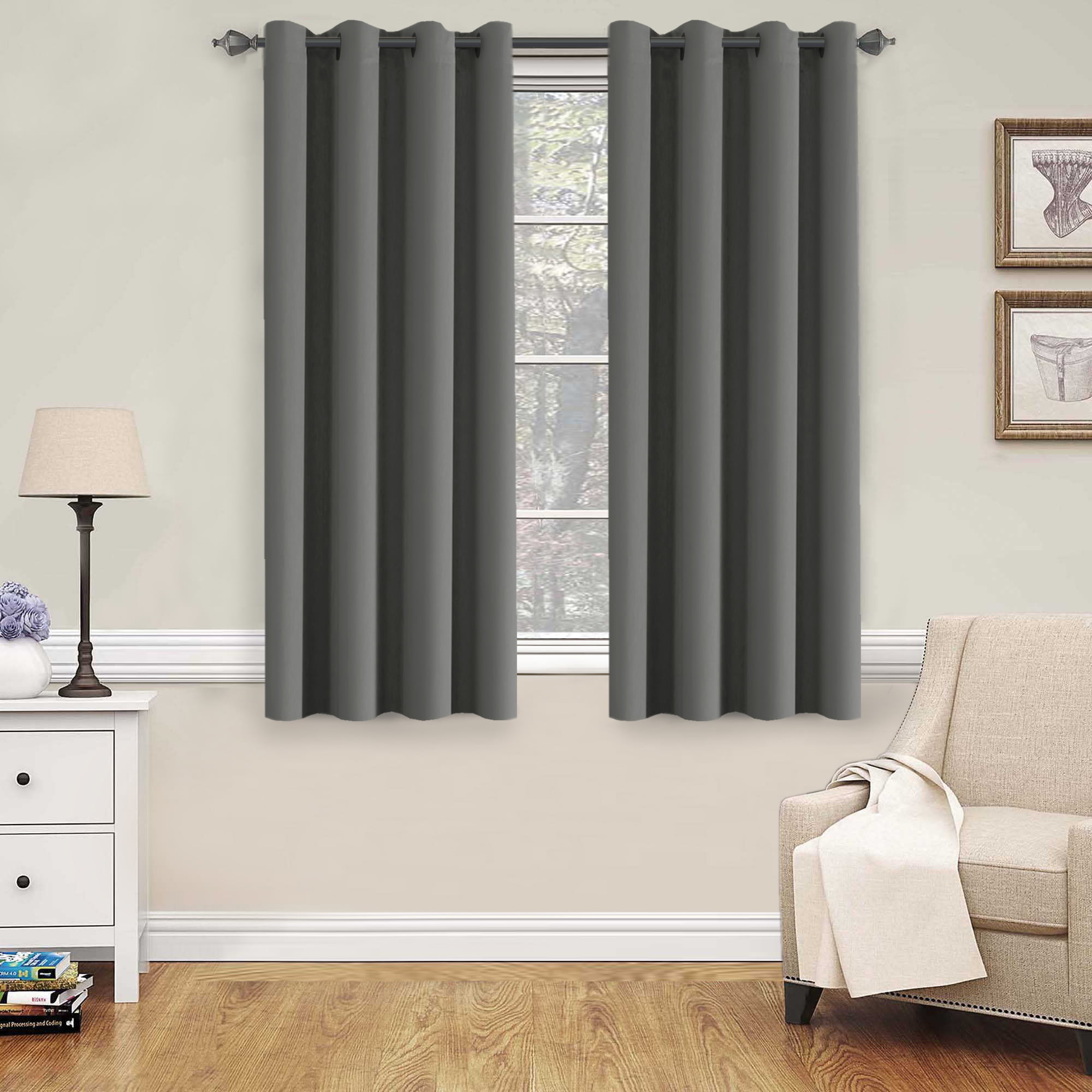 H.Versailtex Blackout Grey Curtains For Bedroom /Living Room, 52" Wide
