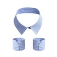 thumbnail image 1 of Conjunto de 3 piezas con cuello y puños falsos a rayas azules para mujeres y hombres, 1 of 1