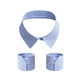 thumbnail image 1 of Conjunto de 3 piezas con cuello y puños falsos a rayas azules para mujeres y hombres, 1 of 1