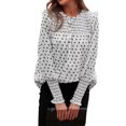 thumbnail image 2 of Minnieouse Blusa de mujer con estampado de puntos, camisa de gasa informal, linterna, manga larga, volantes de trabajo, top de dama Prendas para la parte del cuerpo Blanco L Minnieouse AP003530-03, 2 of 6