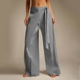 thumbnail image 4 of FEIIBMOYRIA Women's Dress Pants Smooth Drape Elegant High Waist Wrap Front Tie Wide Leg Pants Loose Elegant Daily Office Business Casual Culottes, 4 of 6