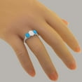 thumbnail image 6 of LBG British Made Real 10k White Gold Natural Opal & Turquoise Womens Anniversary Ring - 33 size options - Size 6.25, 6 of 7