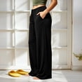 thumbnail image 5 of Tqcoqu Women's Solid Color Drawstring Elastic Waist Wide Leg Pants Casual Loungewear Long Trousers For Fall Winter, 5 of 6