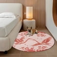thumbnail image 2 of Red Crane Silhouette Round Area Rug 5Ft Washable Circle Rugs for Living Room Bedroom, Modern Abstract Flowers Botanical Non-Slip Carpet Floor Mats Indoor Outdoor Carpet Runner Aesthetic Home Decor, 2 of 8