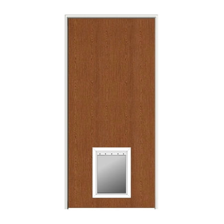 Flush Red Oak 33 5 X85 75 Left Hand Interior Door With Pet Door