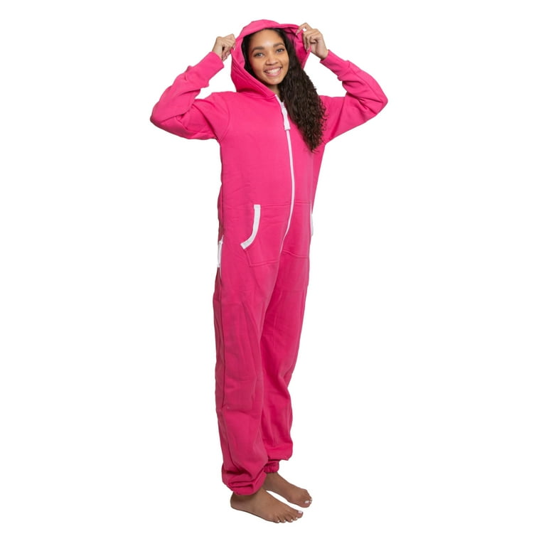 Hoodie Onesie Jumpsuit Premium Magenta Hot Pink One Piece SweatSuit for Men Women