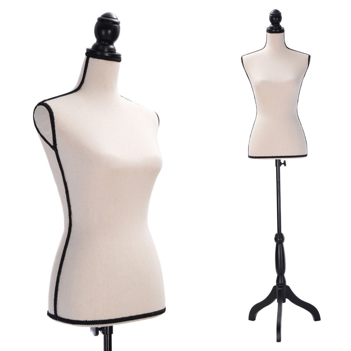 Black Female Mannequin Torso Clothing Display W/Black Tripod Stand New 