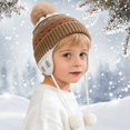 thumbnail image 2 of Mnyotv Toddler Boys Girls Beanie Hat with Ear Flaps Winter Soft Fleece Knitted Cap for Kids, 2 of 5