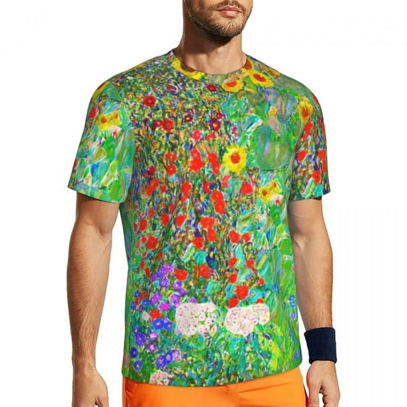 Gym T Shirt For Men Farm Garden With Sunflower T-Shirts Hippie Floral Print Summer Tee Shi