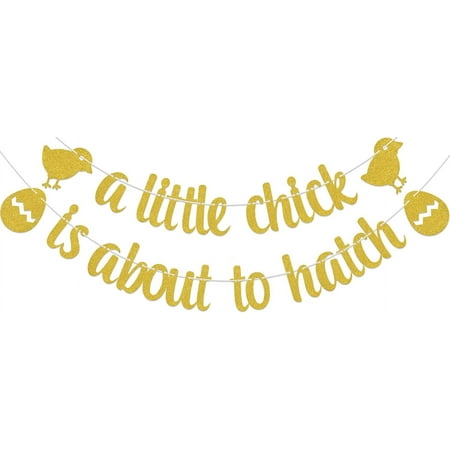 A Little Chick is About to Hatch Banner, Cute Chick Baby Shower Decorations, Farm Animal Gender Reveal Party Supplies, This Chick is One Birthday Party Decorations Gold
