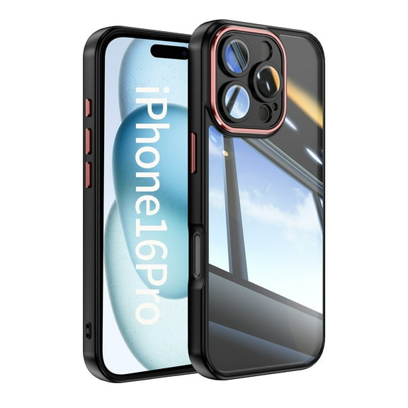 Strong Magnetic for iPhone 16 Pro Phone Case, [Compatible with Magsafe][Anti Yellowing] [Camera Lens Protector]Slim Thin Shockproof Protective Cover Case for iPhone 16 Pro, Blackred