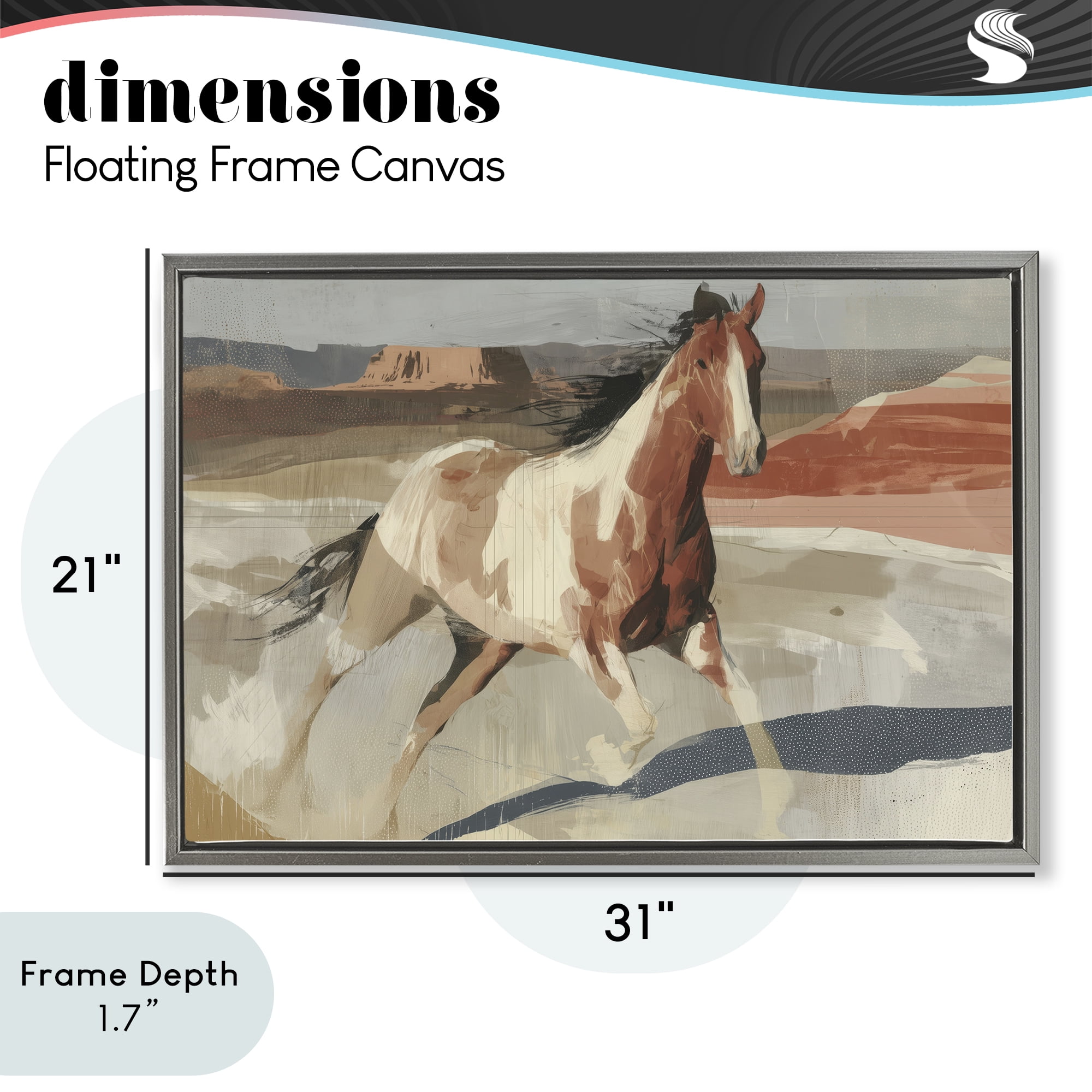 Stupell Industries Wild Horse Across Plains Gray Framed Floater Canvas Wall Art, design by Chromatic Storm Studio