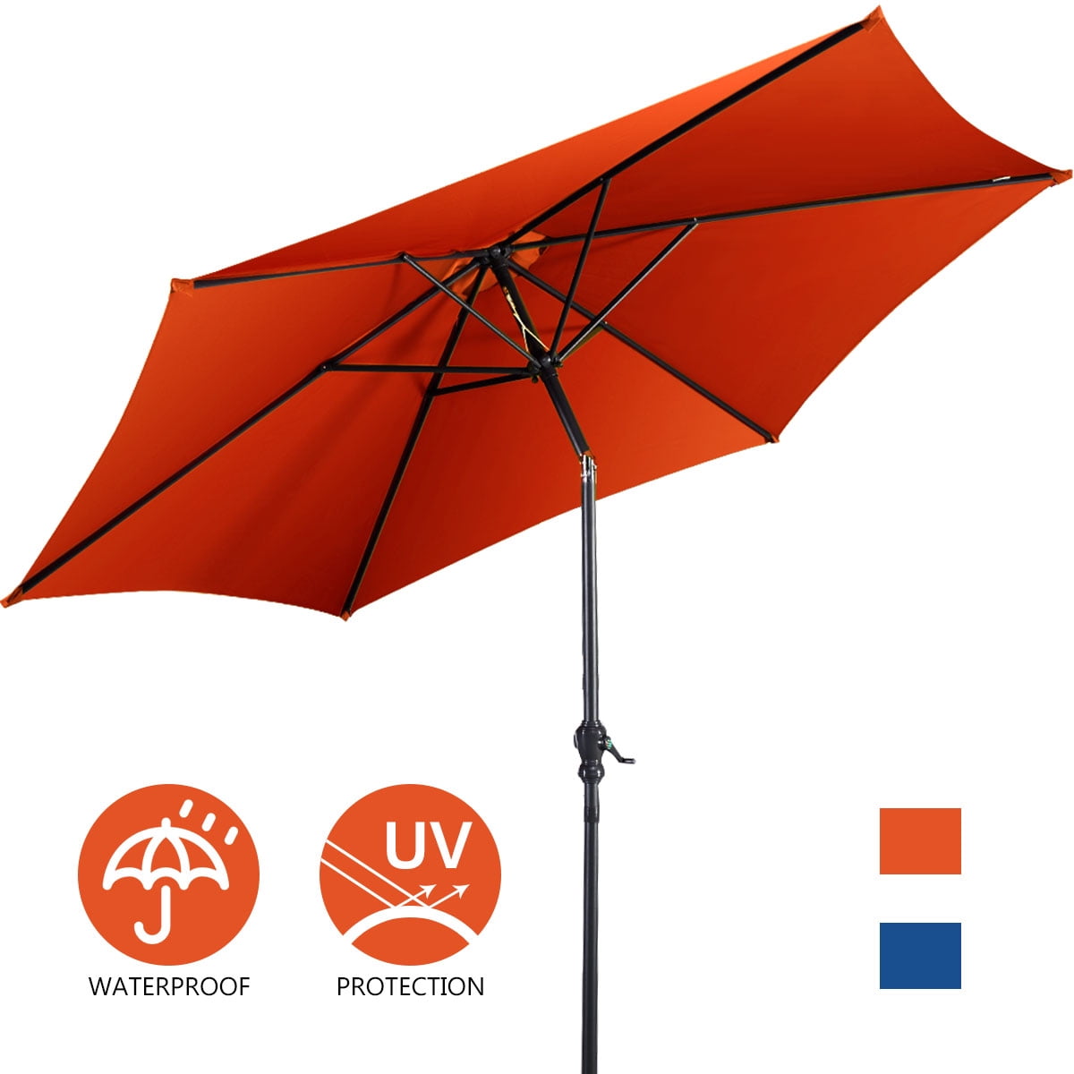 Costway 9 ft Orange Hexagon Market Patio Umbrella, Water-Resistant