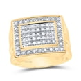 thumbnail image 3 of 10kt Yellow Gold Mens Round Diamond Square Frame Cluster Ring 1/2 Cttw, Men Size: 8-12, 3 of 3