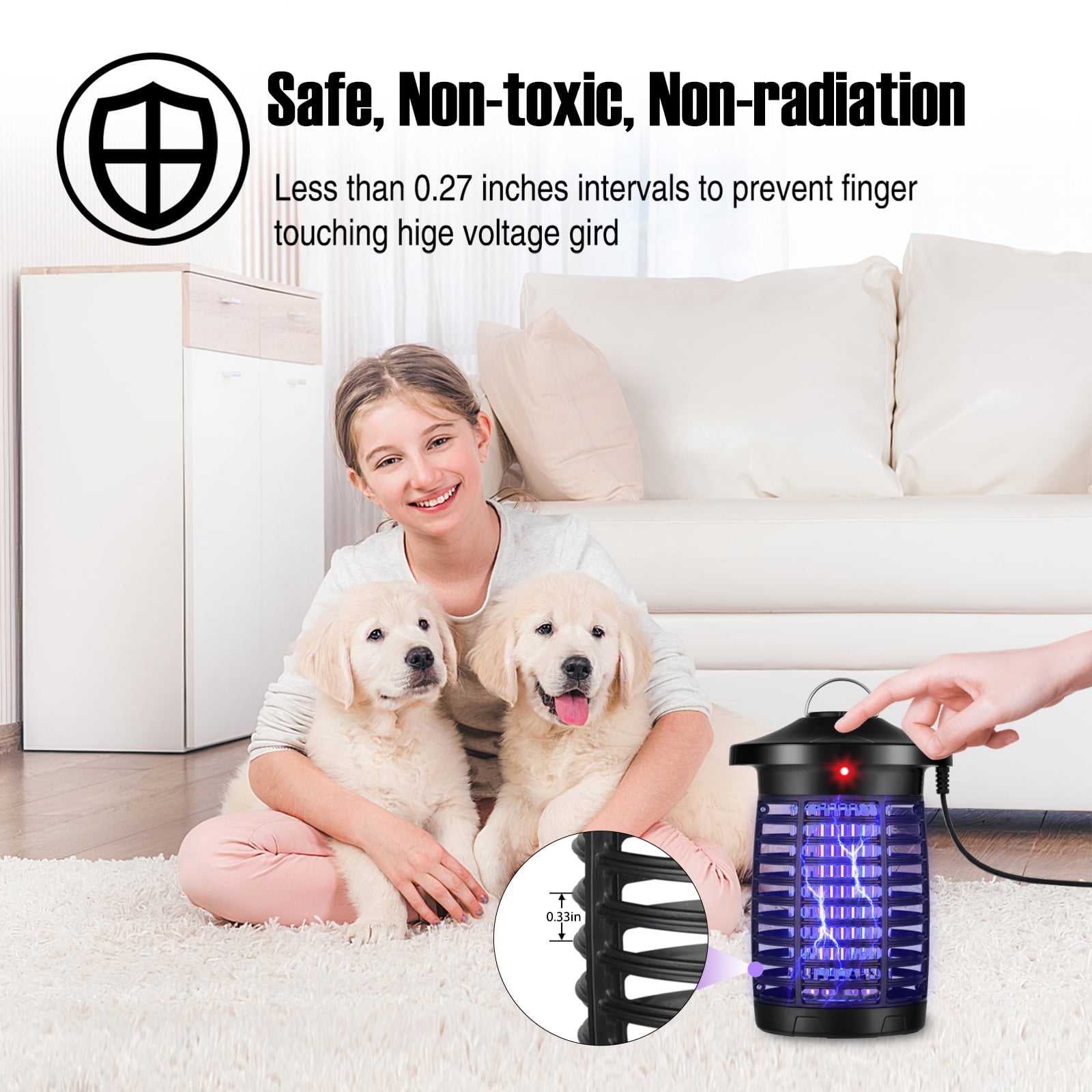 Bug Zapper Indoors Outdoor, 20W Light & 4000V Mosquito Zapper, Insect Zapper Electric Fly Traps, Fly Killer Fly Zapper for Home, Patio, Kitchen, Backyard, Camping