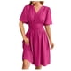 thumbnail image 1 of Vestido de mujer con cuello en V y mangas acampanadas - Color liso - Ajuste a la cintura - Vestido informal/de fiesta de poliéster - Para todas las estaciones, 1 of 5