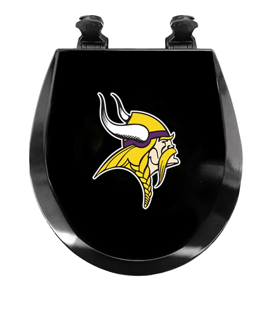 Black Round Molded Wood Toilet Seat Featuring Your Choice of a Football