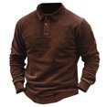 thumbnail image 2 of Blusa y camisa de manga larga con cuello vuelto para hombre, estilo casual vintage, de pana con botones y solapa, de algodón y licra., 2 of 8
