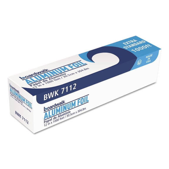 Boardwalk Premium Quality Aluminum Foil Roll, 12"x 1000 ft, 16 Micron Thickness, Silver