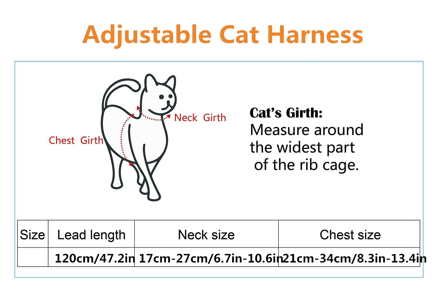 cat harness size