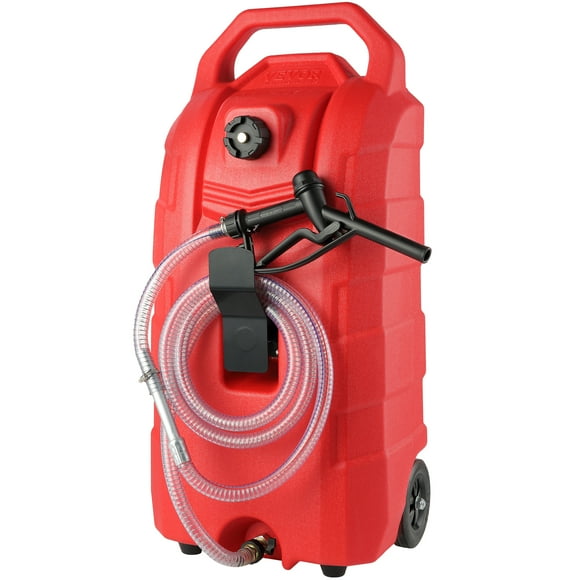 VEVOR 16 Gallon Fuel Caddy, 7.8 l/min, Portable Gas Storage Tank Container with Hand Pump Rubber Wheels, Fuel Transfer Storage Tank for Gasoline Diesel Machine Oil Car Mowers Tractor Boat Motorcycle