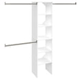 thumbnail image 1 of ClosetMaid SuiteSymphony Kit básico de organizador de armario de madera con torre y 3 barras para colgar, estantes, ajustable, se adapta a espacios de 4 a 9 pies de ancho, madera de ingeniería, blanco, 1 of 5