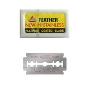 100 Ct FEATHER HI-STAINLESS DOUBLE EDGE DE RAZOR BLADES NEW HAIR REMOVE MADE IN JAPAN