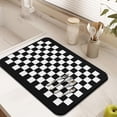 thumbnail image 3 of Black White Checkered Plaid Drying Mat Absorbing Bar Mat Collapsible Kitchen Drying Mat for Shop Countertops 18x24 Inches, 3 of 7