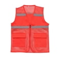 thumbnail image 2 of Men's Workwear Waistcoat Vest Jacket Multi Pocket Mesh V-Neck Cooling Breathable Outdoor Fishing Hiking Travel Casual Utility Gear | AESTIVO,Watermelon Red 2XL, 2 of 8