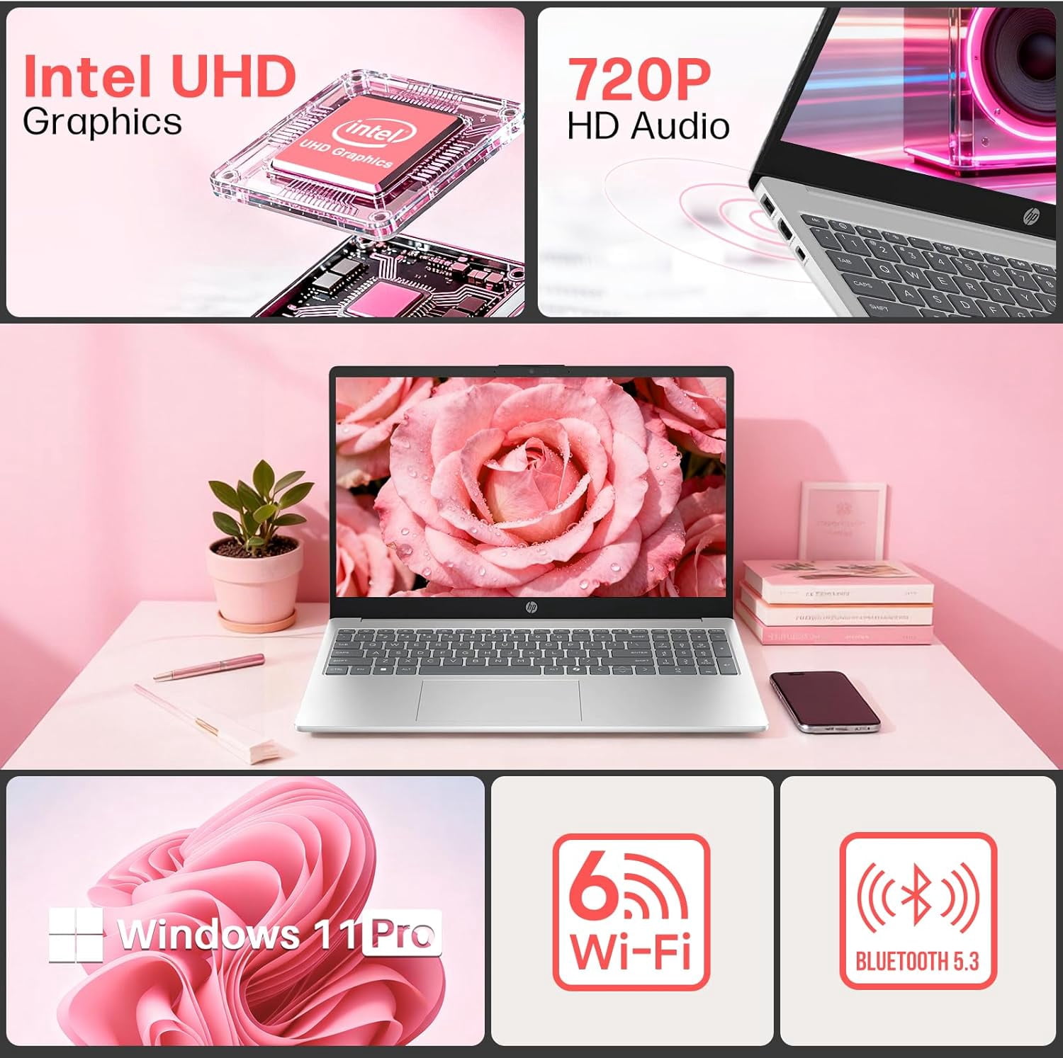 HP 15.6" Touchscreen Business Laptop, Intel Core i3-1315U, 12GB RAM, 512GB SSD, Wi-Fi 6, Windows 11 Pro