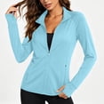 thumbnail image 5 of biudgviw Women's Athletic Jackets Sun Protection Full Zip Long Sleeve Shirts Lightweight Stand Collar Workout Tops with Thumb Hole, 5 of 6