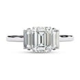 thumbnail image 2 of Three Stone Engagement Ring Foe Women | Center 7x5mm Emerald Cut Lab Created Moissanite Promise Rings in 14K Solid White Gold Jewelry Gift for Her, Ring Size 9.5, 2 of 6